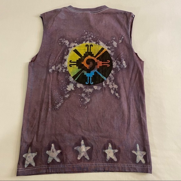 euro cotton sleeveless purple novelty tie dye  mexican tee / size small - Picture 3 of 4